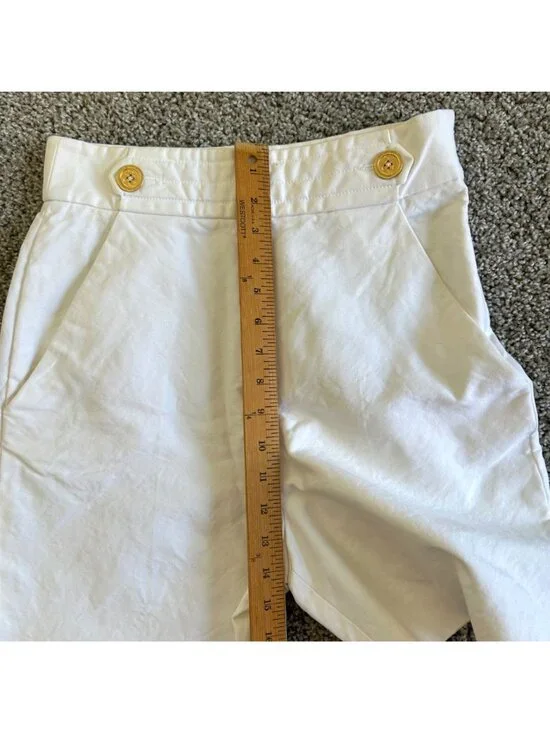 Vintage Yves Saint Laurent Women's Sz Small White High-Waist Cotton Shorts - Picture 10 of 12